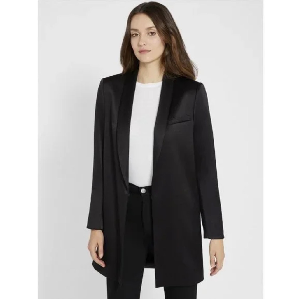 Alice + Olivia Oversized Women's Black Satin Blazer